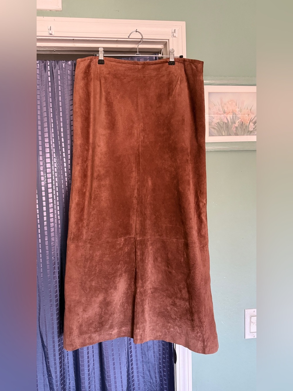 Vintage Wilsons Leather Pelle Studio Rust Brown Suede Maxi Skirt Size 14